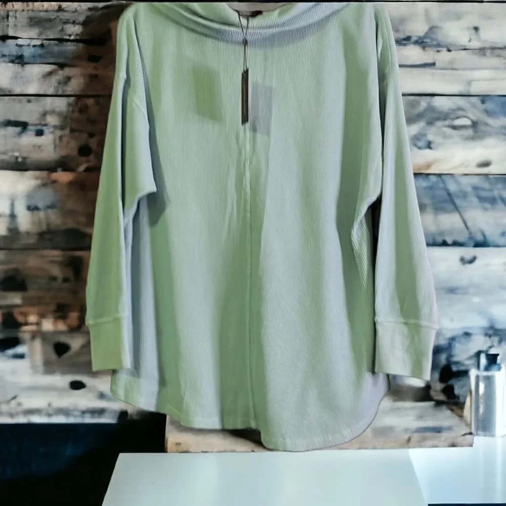 Tommy Hilfiger Plus Size Cotton Waffle-Knit Turtleneck Top - Picture 3 of 5